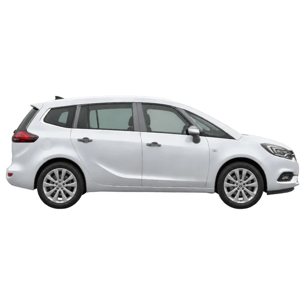 Opel Zafira 2019 باللون فضي، منظر منظر جانبي (باتجاه اليمين)