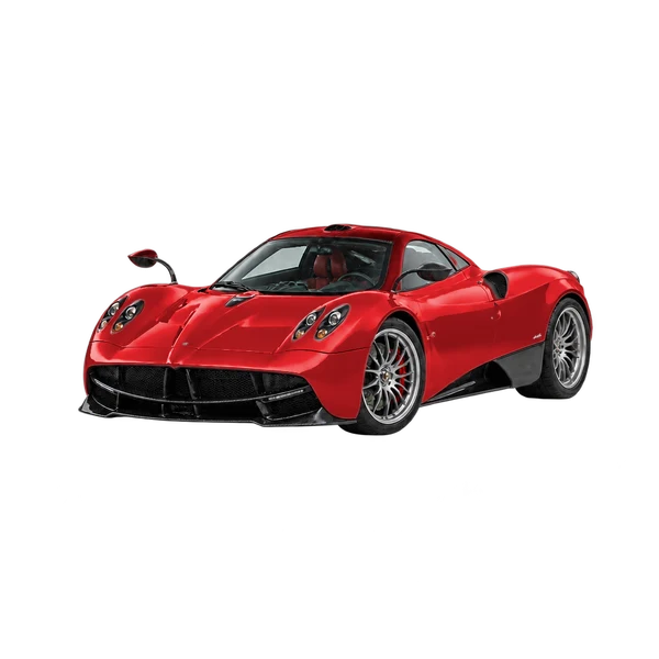 2021 Pagani Huayra in rot, Ansicht: Dreiviertelansicht vorne (nach links gerichtet)