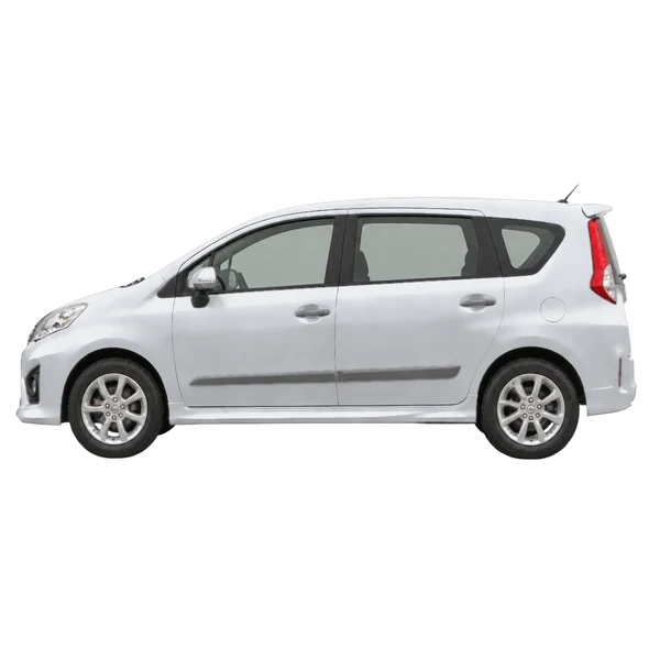Perodua Alza 2018 prata, vista lateral (voltada para a esquerda)