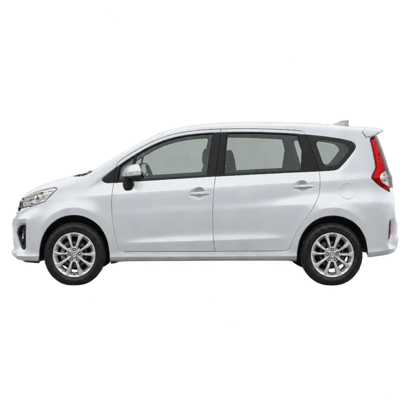 Perodua Alza 2020 prata, vista lateral (voltada para a esquerda)