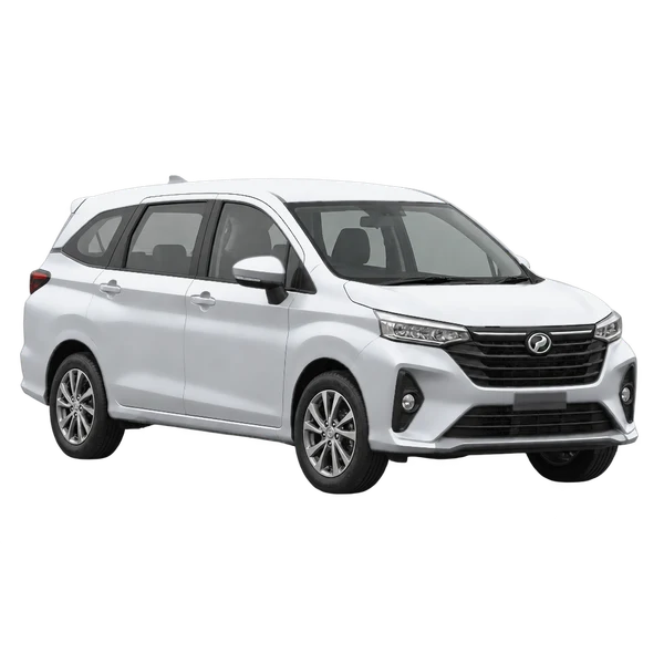 Perodua Alza 2026 باللون فضي، منظر منظر أمامي بزاوية ثلاثة أرباع (متجه لليسار)