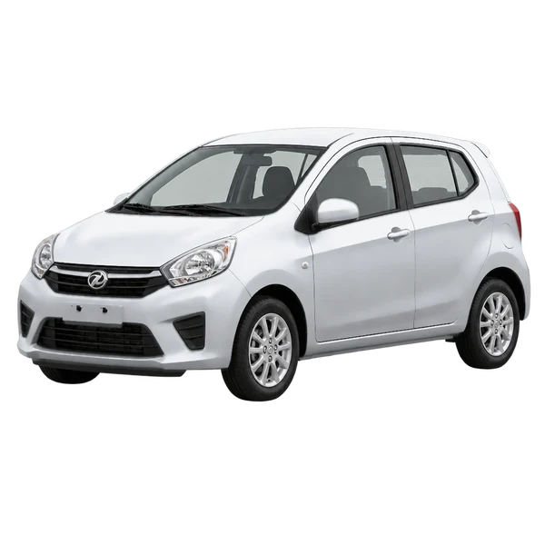 Perodua Axia 2015 en plateado, vista frontal tres cuartos (hacia la izquierda)
