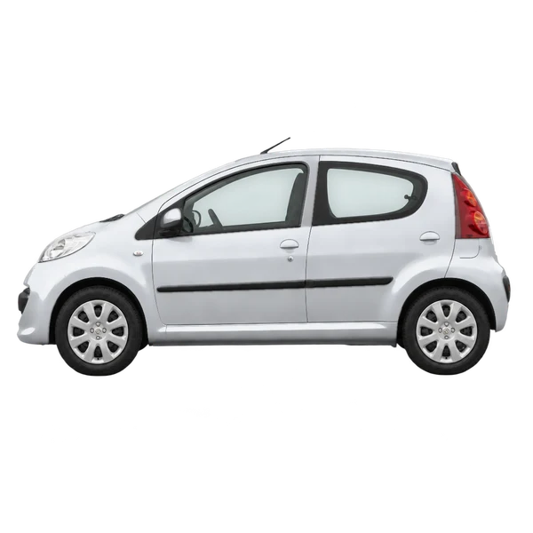 Peugeot 107 2006 prata, vista lateral (voltada para a esquerda)
