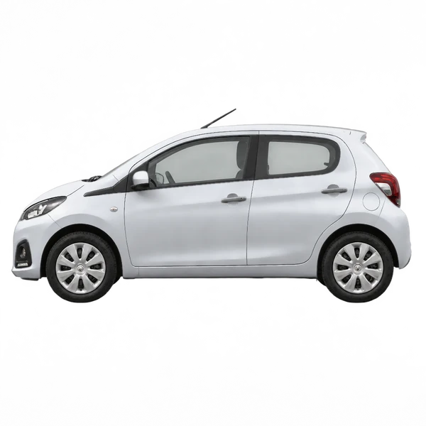 Peugeot 108 2016 prata, vista lateral (voltada para a esquerda)