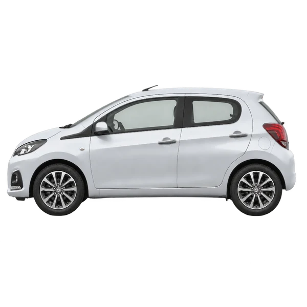 Peugeot 108 2019 prata, vista lateral (voltada para a esquerda)