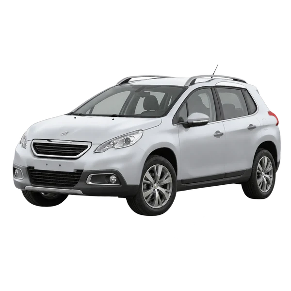 Peugeot 2008 2013 باللون فضي، منظر منظر أمامي بزاوية ثلاثة أرباع (متجه لليسار)