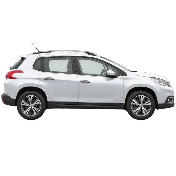 Peugeot 2008 2014 باللون فضي، منظر منظر جانبي (باتجاه اليمين)