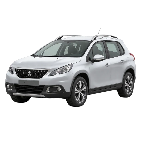 Peugeot 2008 2016 باللون فضي، منظر منظر أمامي بزاوية ثلاثة أرباع (متجه لليسار)