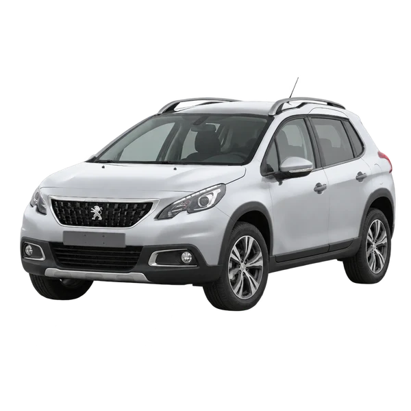 Peugeot 2008 2017 باللون فضي، منظر منظر أمامي بزاوية ثلاثة أرباع (متجه لليسار)