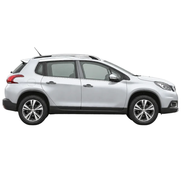 Peugeot 2008 2017 باللون فضي، منظر منظر جانبي (باتجاه اليمين)