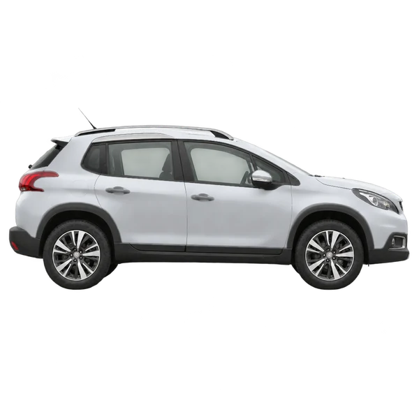Peugeot 2008 2019 باللون فضي، منظر منظر جانبي (باتجاه اليمين)