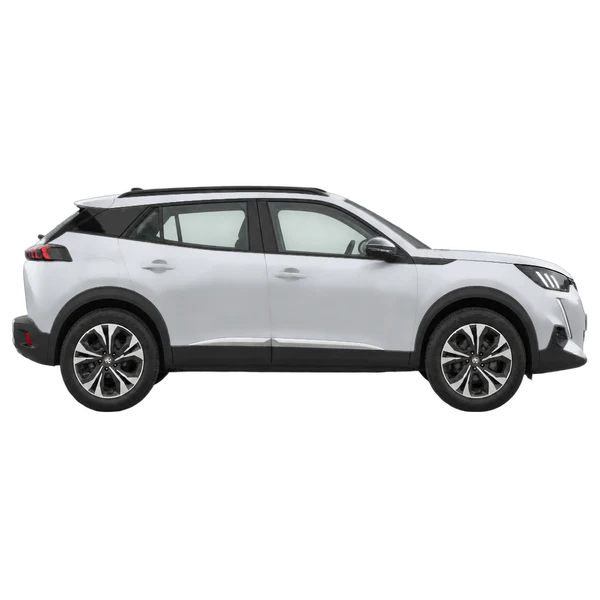 Peugeot 2008 2020 باللون فضي، منظر منظر جانبي (باتجاه اليمين)