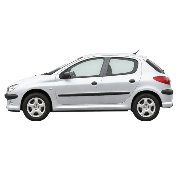Peugeot 206 2000 prata, vista lateral (voltada para a esquerda)