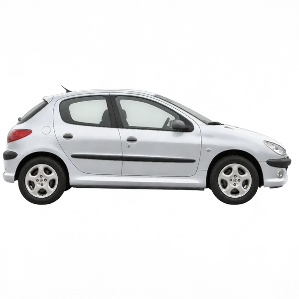 Peugeot 206 2000 prata, vista lateral (voltada para a direita)