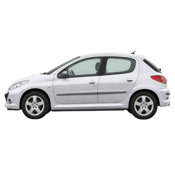 Peugeot 206 2011 prata, vista lateral (voltada para a esquerda)