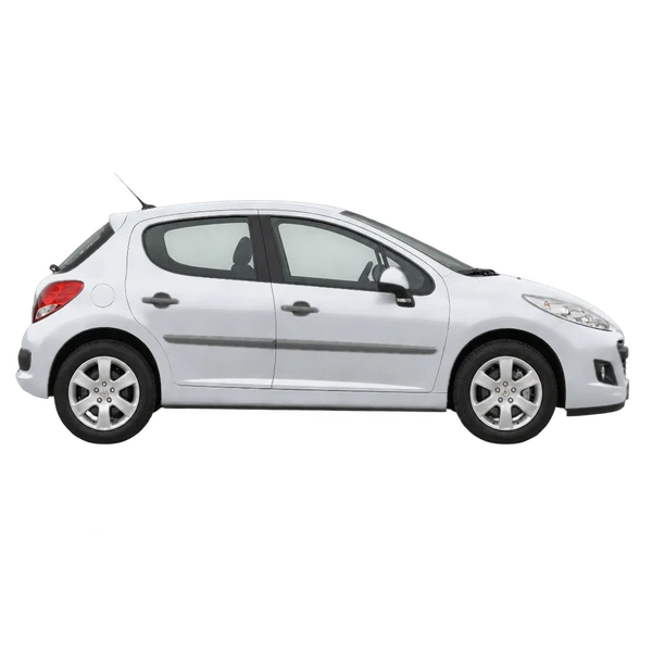 Peugeot 207 2013 باللون فضي، منظر منظر جانبي (باتجاه اليمين)