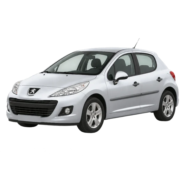 Peugeot 207 2018 prata, vista dianteira em três quartos (voltada para a esquerda)