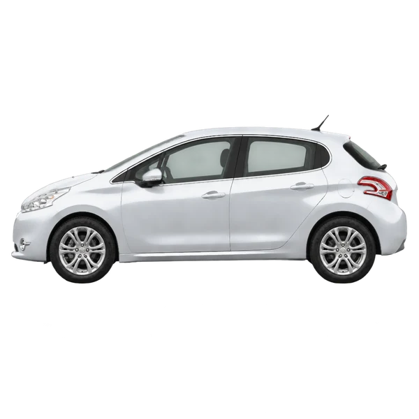 Peugeot 208 2013 argent, vue côté (vers la gauche)