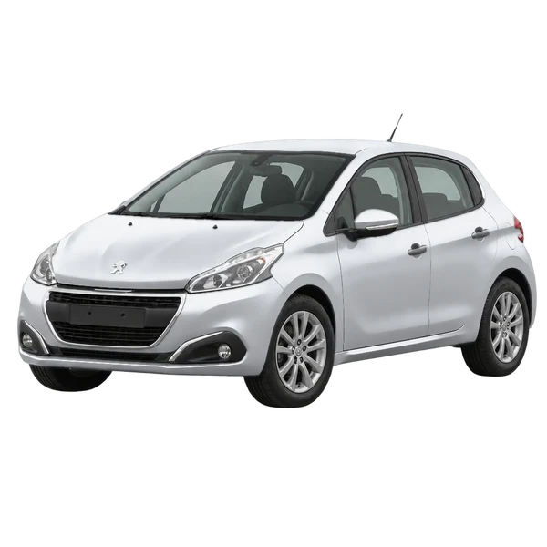 Peugeot 208 2017 en plateado, vista frontal tres cuartos (hacia la izquierda)