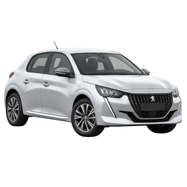 シルバーの2021 Peugeot 208(フロントスリークォーター(左向き)ビュー)