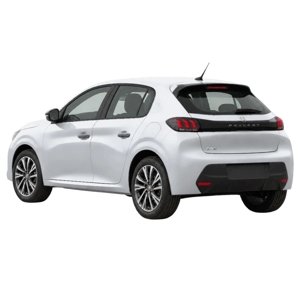 シルバーの2021 Peugeot 208（リア斜め（左向き）ビュー）