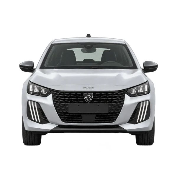 Peugeot 208 2026 en plateado, vista frontal