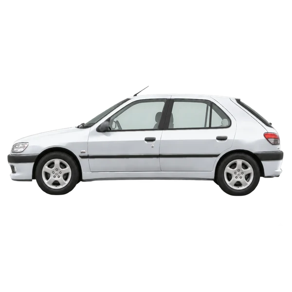 Peugeot 306 2000 prata, vista lateral (voltada para a esquerda)