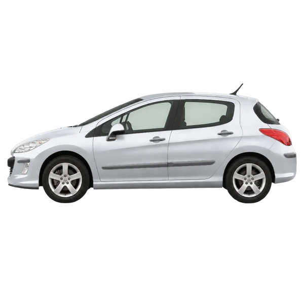 Peugeot 308 2009 argent, vue côté (vers la gauche)