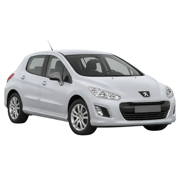 Peugeot 308 2012 en plateado, vista frontal tres cuartos (hacia la izquierda)