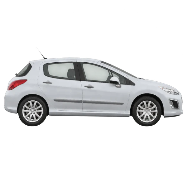 Peugeot 308 2012 en plateado, vista lateral (hacia la derecha)