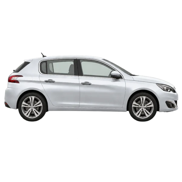 Peugeot 308 2015 en plateado, vista lateral (hacia la derecha)