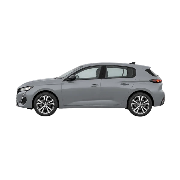 Peugeot 308 2022 en gris, vista lateral (mirando a la izquierda)