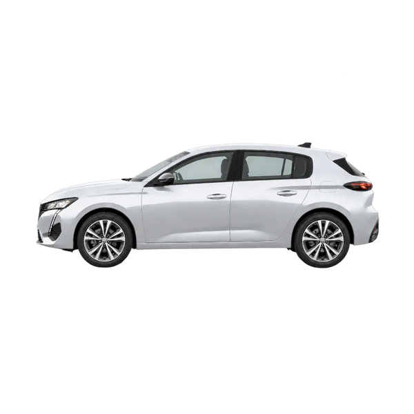 Peugeot 308 2022 en plateado, vista lateral (mirando a la izquierda)