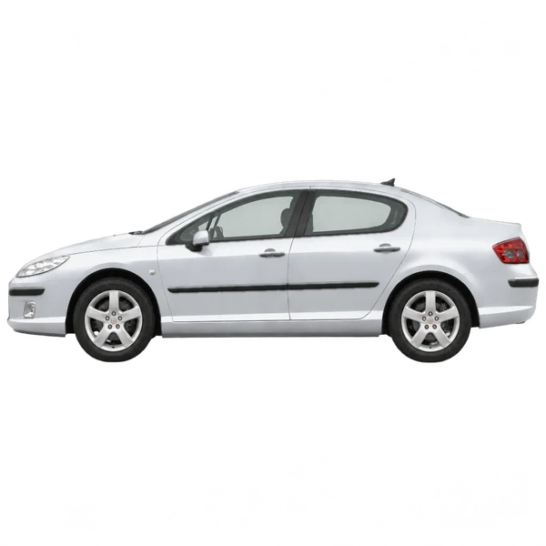 Peugeot 407 2006 prata, vista lateral (voltada para a esquerda)
