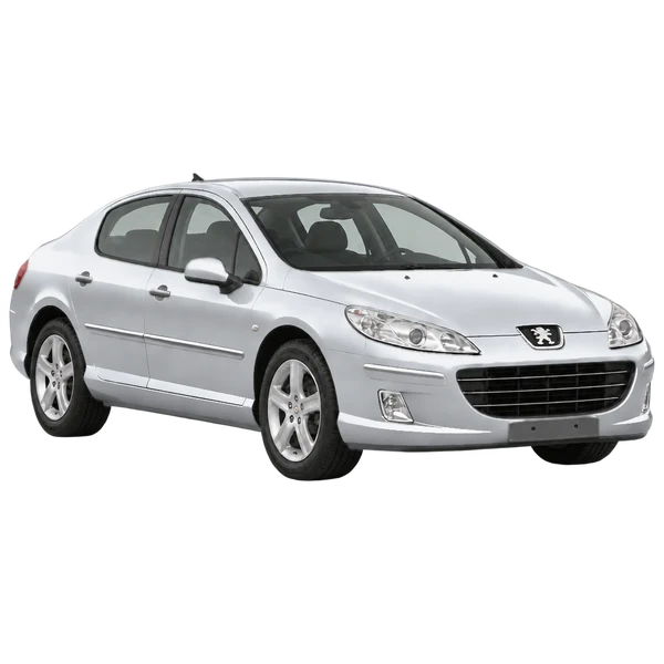 Peugeot 407 2011 en plateado, vista tres cuartos frontal (mirando a la derecha)