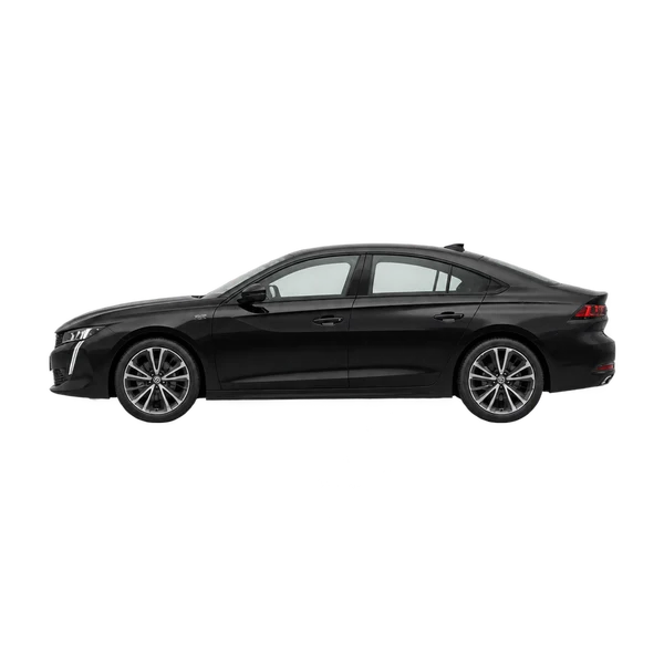 Peugeot 508 2024 باللون أسود، منظر جانبي (متجه إلى اليسار)