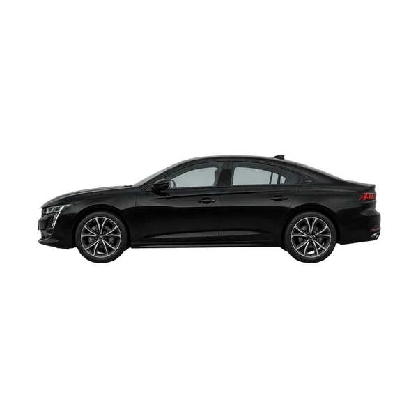 Peugeot 508 2025 باللون أسود، منظر جانبي (متجه إلى اليسار)