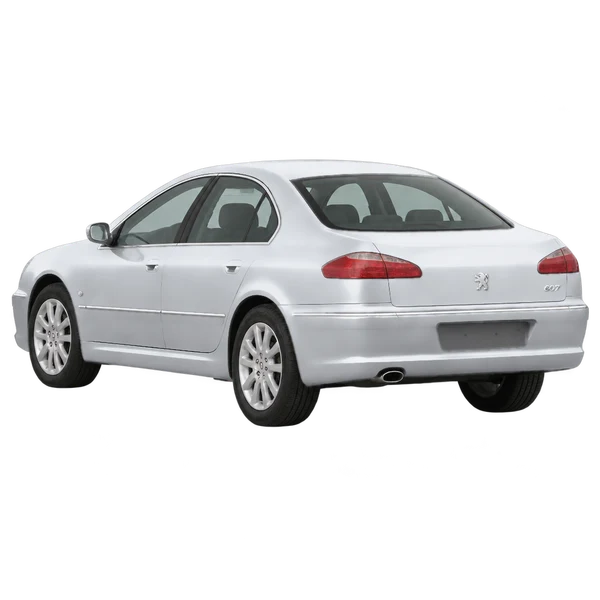 2010 Peugeot 607 in Silber, Ansicht: Dreiviertelansicht von hinten (nach links gerichtet)