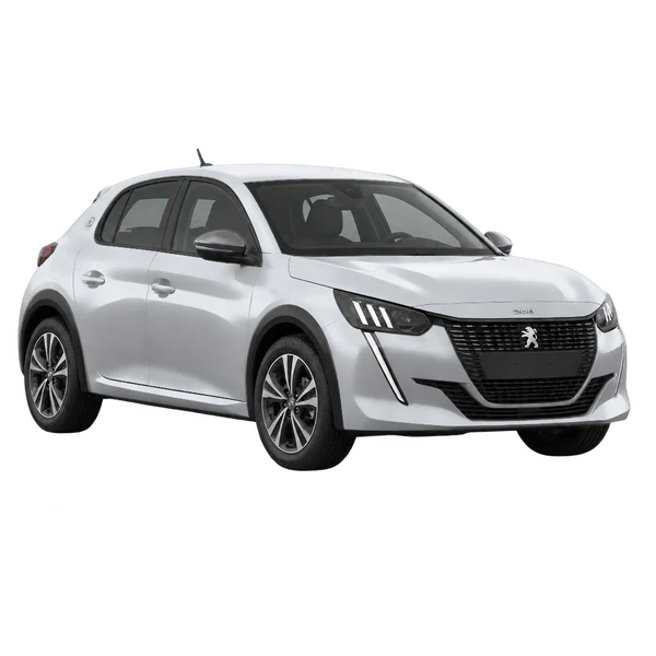 Peugeot E-208 2021 argent, vue trois-quarts avant (orienté vers la gauche)