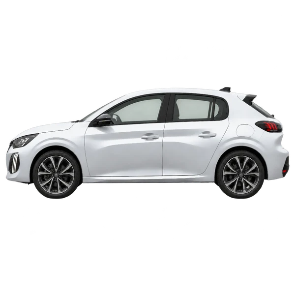 シルバーの2025 Peugeot E-208(側面(左向き)ビュー)