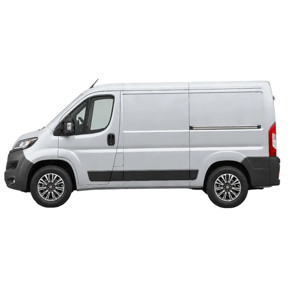 silver 2025 Peugeot E-Boxer side (facing left) view