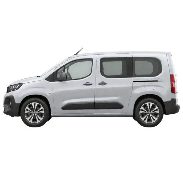 Peugeot E-Partner 2026 prata, vista lateral (voltada para a esquerda)
