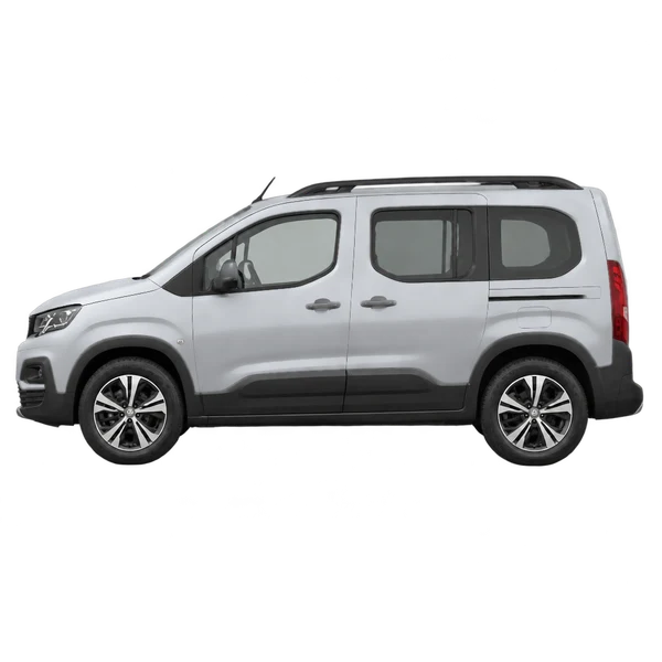 2025 Peugeot E-Rifter in Silber, Ansicht: Seite (nach links gerichtet)