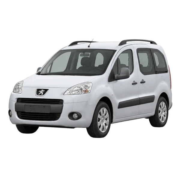 Peugeot Partner 2012 باللون فضي، منظر منظر أمامي بزاوية ثلاثة أرباع (متجه لليسار)