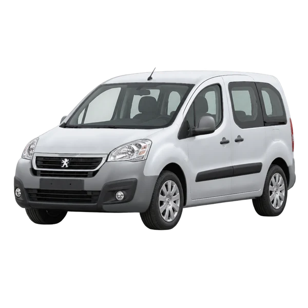 Peugeot Partner 2014 باللون فضي، منظر منظر أمامي بزاوية ثلاثة أرباع (متجه لليسار)