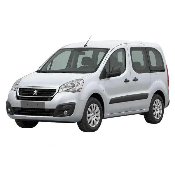 Peugeot Partner 2017 باللون فضي، منظر منظر أمامي بزاوية ثلاثة أرباع (متجه لليسار)