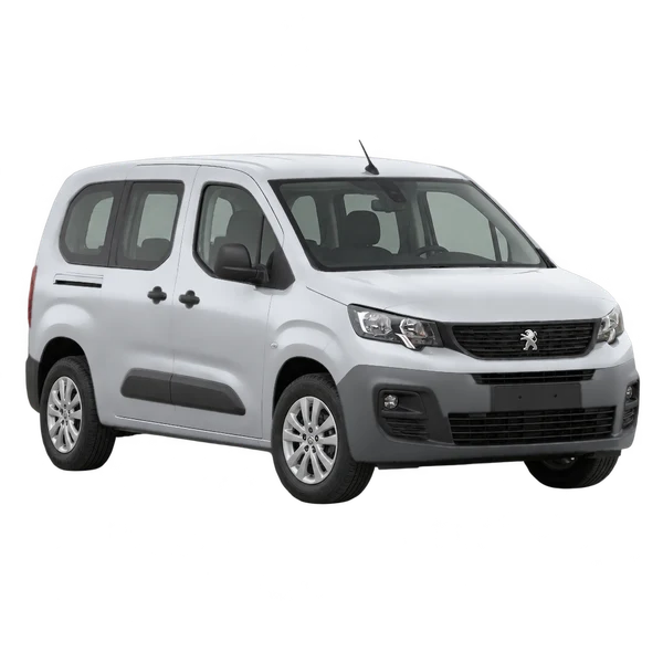 Peugeot Partner 2022 en plateado, vista frontal tres cuartos (hacia la izquierda)