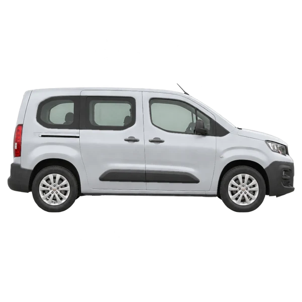 Peugeot Partner 2022 en plateado, vista lateral (hacia la derecha)