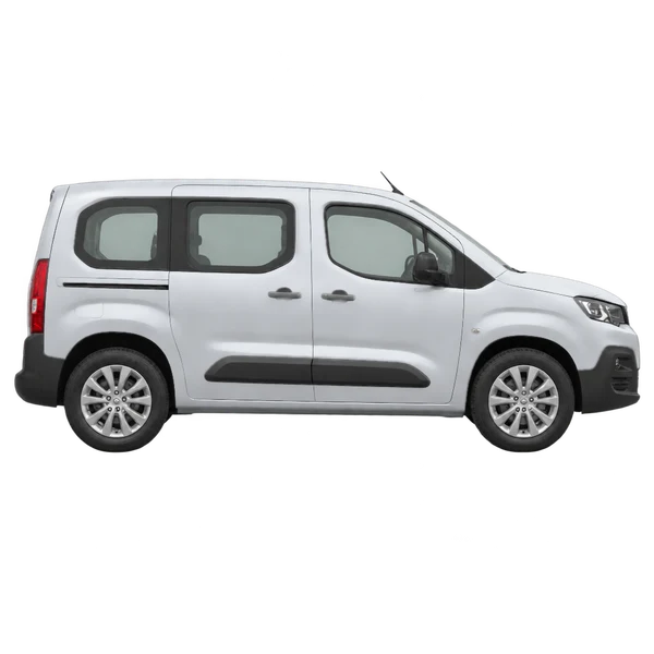 Peugeot Partner 2026 prata, vista lateral (voltada para a direita)