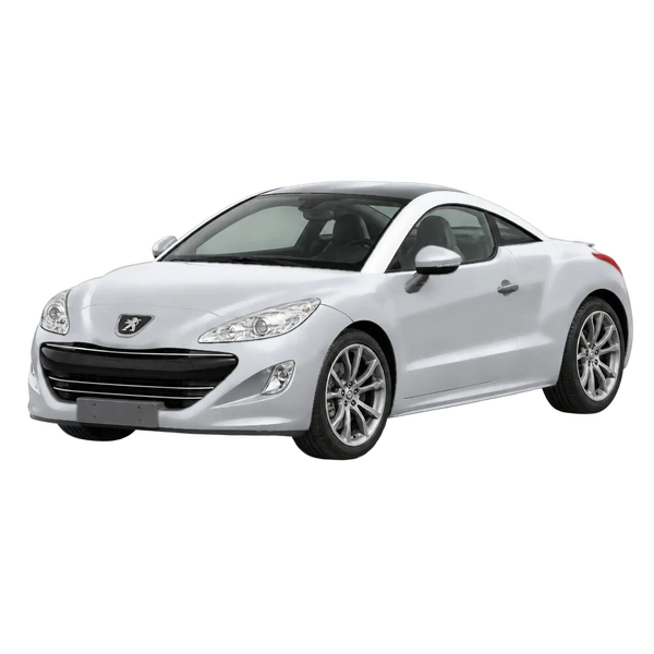 Peugeot RCZ 2012 argent, vue trois-quarts avant (orienté vers la gauche)